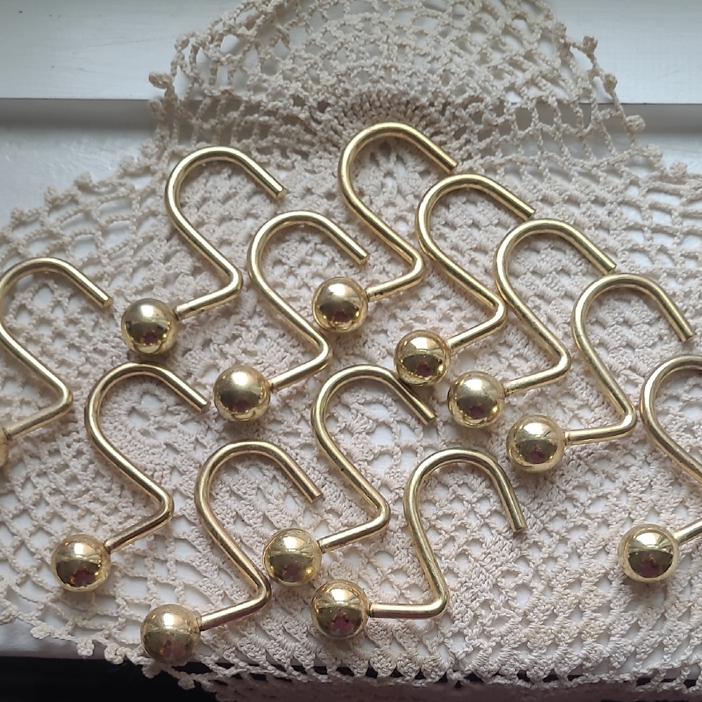 12 Gold Shower Curtain Hooks
